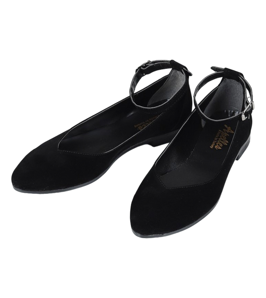 Hand crafted Black Women's Ballerinas with Ankle Buckle