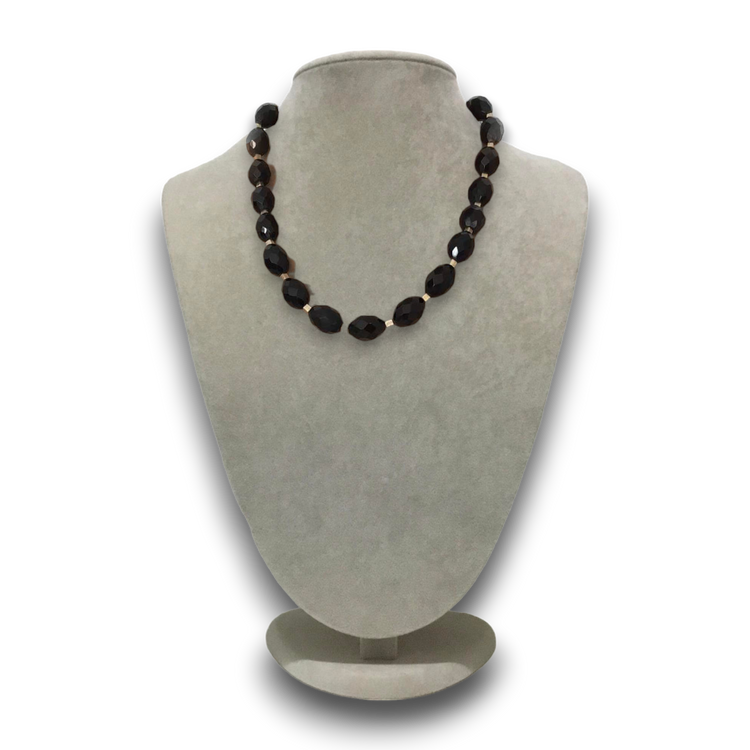 Handmade genuine stoned, black carnelian necklace.