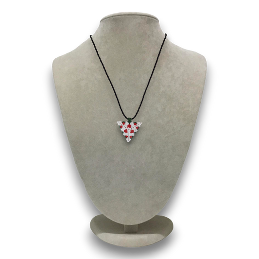 Handmade genuine stoned miyuki beads triangle tulip patterned long necklace.