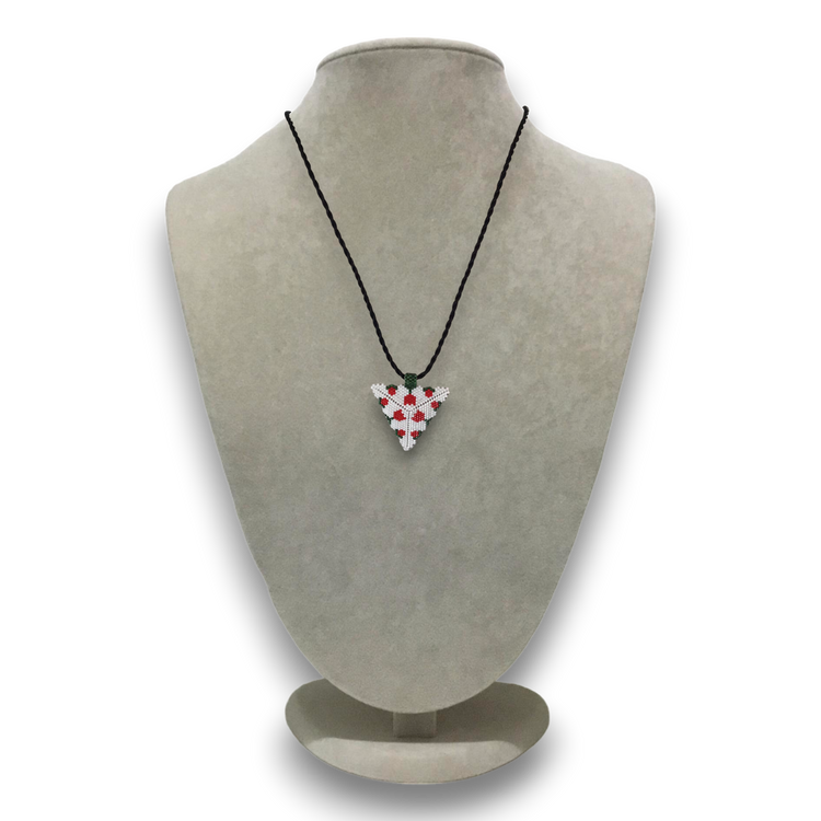 Handmade genuine stoned miyuki beads triangle tulip patterned long necklace.