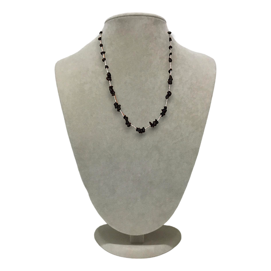 Handmade genuine stoned black onyx and baked sand beads necklace.