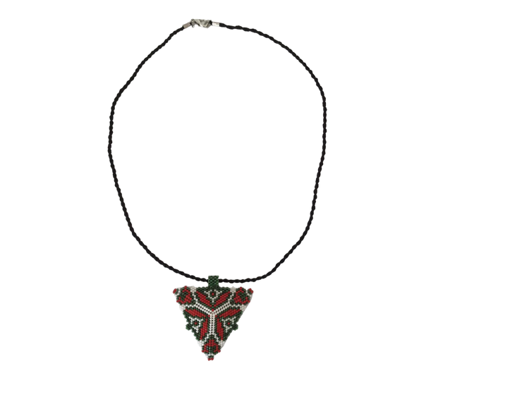 Handmade genuine stoned miyuki beads triangle long necklace.