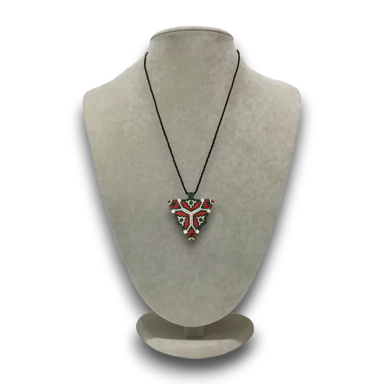 Handmade genuine stoned miyuki beads triangle long necklace.