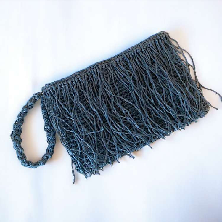 Handmade indigo tassel woven bag