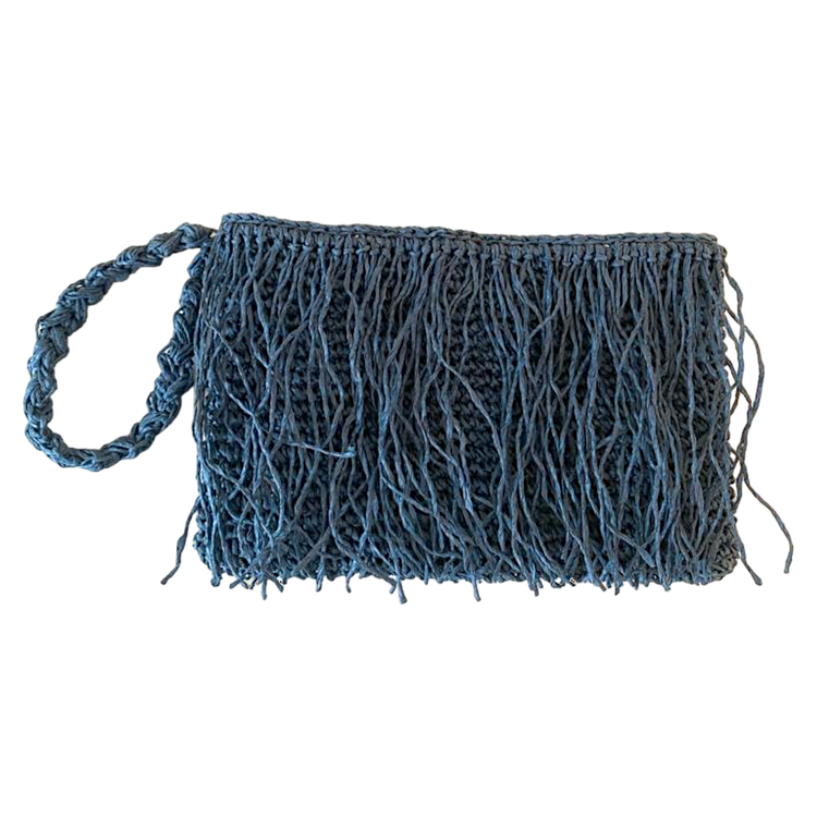 Handmade indigo tassel woven bag