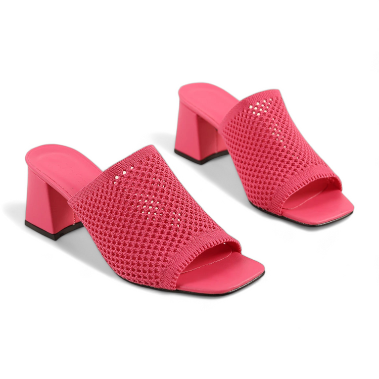 Handmade woven knitwear block heel sandals