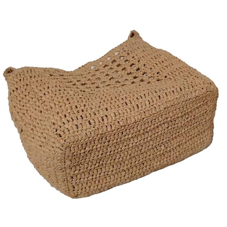 Hand crocheted and crafted, beige raffia rope medium bag.