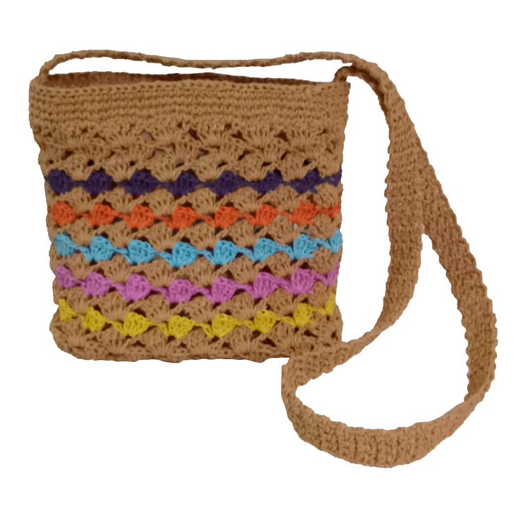 Hand crocheted and crafted paper rope small shoulder bag.