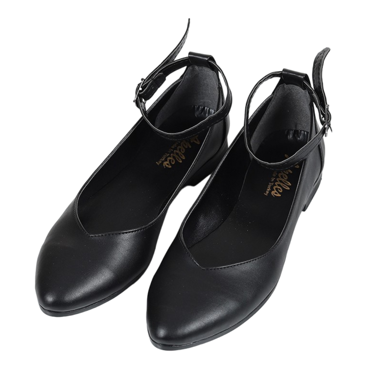 Hand crafted Black Women's Ballerinas with Ankle Buckle