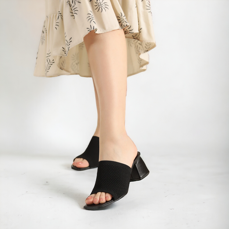 Handmade woven knitwear block heel sandals